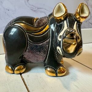 Artesania Rinconada Handmade in Uruguay Vintage Ceramic Rhinoceros Figurine #778